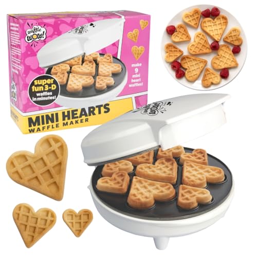 Mini Hearts Waffle Maker- Make 9 Heart Shaped Waffles or Pancakes w Electric Nonstick Iron