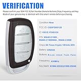 Keymall Keyless Entry Replacement Proximity Remote Key Fob for Hyundai Sonata 2018 2019 CQOFD00120 95440-C1500 95440-C1500NNA 95440-C2500