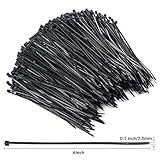 1000 Pcs Black Zip Ties, 4 Inch Small Self-Locking Nylon Cable Ties, Premium Thin Plastic Wraps Wire Ties for Indoor and Outdoor