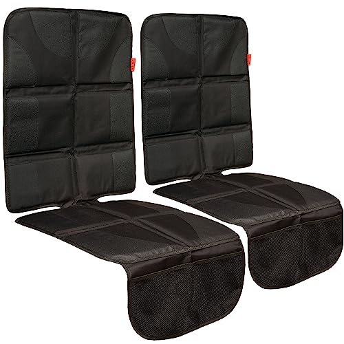 Lusso Gear Car Seat Protector (Value 2 Pack) – Thick Padding – Waterproof Cover Under Baby Seat with Two Mesh Pockets – Black Non-Slip Design - Seat Cover