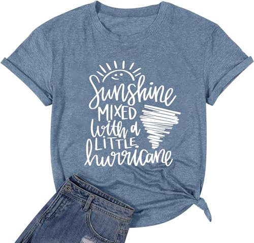 Cute Graphic T Shirts for Teen Girls Trip Tee Shirts Womens Graphic Funny T Shirts for Women Adult Humor Sarcasm Positive Message T-Shirts (Blue L)