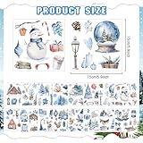 16 Sheets Winter Rub on Transfers for Crafts Snow Style Scrapbook Stickers Rub on Decals for DIY Wood Furniture Fabric Journal Dairy Envelope Crafts, 5.9 x 5.9 Inch