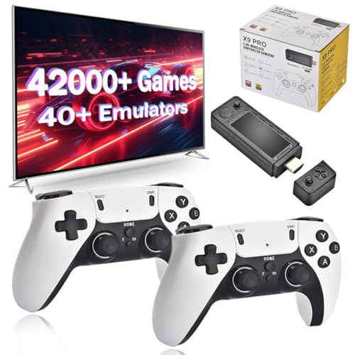 X9 PRO Retro Game Stick, 4K HD Arcade Home TV Mini game stick 4k 40,000 games Retro Game Emulator 2.4G Dual Wireless Controllers (128G/42000+ Games)