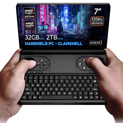 GPD Win Mini 2025 Handheld Gaming PC, AMD Ryzen AI 9 370, 12C/24T up to 5.1GHz, Radeon 890M GPU, 32GB LPDDR5X RAM, 2TB NVMe SSD, 7” 1080p 120Hz Touchscreen, Wi-Fi 6E Bluetooth 5.3