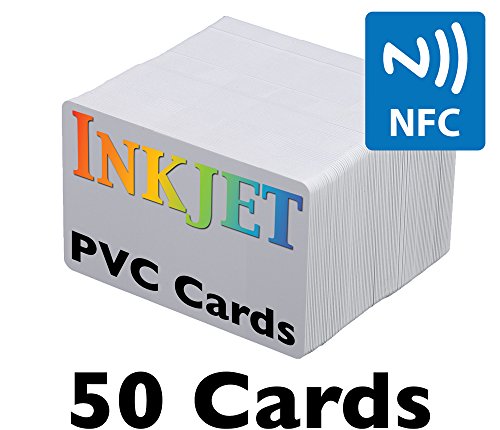 Inkjet PVC Cards with NFC Chip (NTAG215) - Brainstorm ID's Enhanced Ink Receptive Coating, Waterproof & Double Sided Printing, Epson & Canon Inkjet Printers (50 Inkjet Printable ID Cards)
