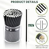 [500 Bulk] 5.75 inch Black Short Paper Straws, Stir Straws for Cocktail, Coffee, Mixed Drinks - Home, Bar and Restaurant Straws - 100% Biodegradable