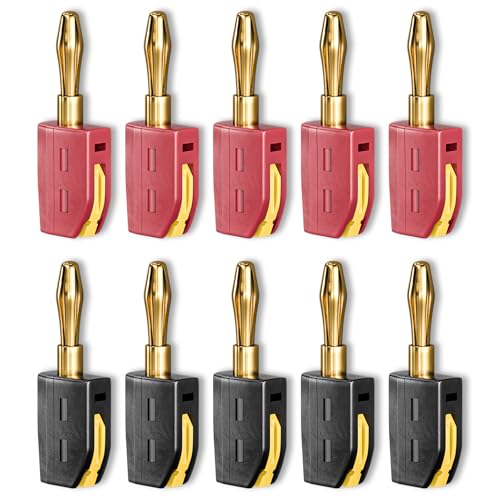 Goupchn 4mm Banana Plug High Current Quick Connect Gold-Plated 10PCS Banana Connector 32A Red&Black