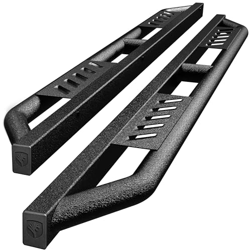Tyger Auto Trax Side Steps Compatible with 2019-2025 Chevy Silverado GMC Sierra 1500; 2020-2025 2500 3500HD | Crew Cab | TG-TX7C29758 | Textured Black Drop Step Rail Running Board