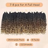 8 Packs Boho Crochet Box Braids with Curly Ends - 8 Inch Goddess Boho Box Braids Crochet Hair for Black Women 3X Boho Crochet Braids Pre Looped Ombre Color(1B-30-27)