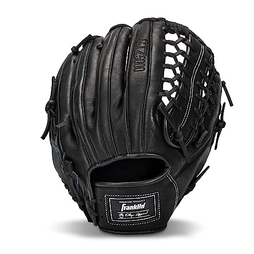 Franklin Sports CTZ5000 Baseball Fielding Glove - Men's Adult + Youth Baseball Glove - Black Cowhide Leather Mitt - 12.75" Trapeze Web for Outfielders - Black