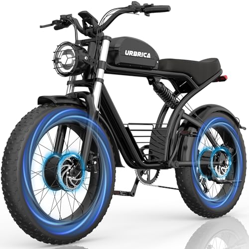 Urbrica Electric Bike for Adults, 1500W 30MPH,48V 20/23AH,Max 75Miles Electric Motorcycle 20" Fat Tire Dirt Bike, Shamano 7-Speed E-Bike Dual Shock Absorber UL2849 Certified