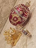 Lion Faberge Egg Jewelry Box style 24ktGold Handmade Royal Coronation 4ct Russian Egg Fabergé Trinket box