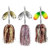 QualyQualy Fishing Spinner Bait 3pcs, Musky Bucktail Spinnerbait with Double Blades for Pike, Bass, and Trout,Multiple Color Fishing Lures for Freshwater Saltwater