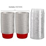 DEAYOU 100 Pack Cupcake Baking Cups, Tart Pie Tin Pan Holder for Pudding, Party, Wedding, Oven Freezer Safe, Red