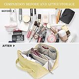 Noelen Gad Large Capacity Travel Cosmetic Bag for Women,Portable Makeup Bag, New Popular PU Leather Waterproof Cosmetic Bag,Travel Makeup Bag With Handle and Divider Makeup Organizer Bag (Yellow)