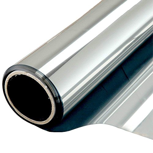 WPCTEV Window Film One Way Mirror Film Privacy Static Non-Adhesive Decorative Heat Control Anti UV Window Tint for Home and Office Silver 6 Mil 35.4 Inch x 32.8 Feet