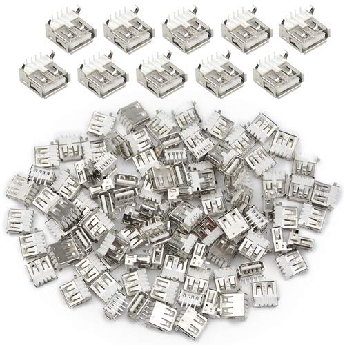 XINGYHENG 100Pcs USB Standard Port Female Solder Right Angle 4Pin Plug Soldering Jacks Connector