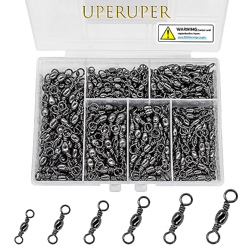 UperUper Fishing Barrel Swivels Kit, 300pcs Stainless Steel Rolling Bearing Snap Connector for Saltwater Freshwater Fishing#2#3#4#5#6#7