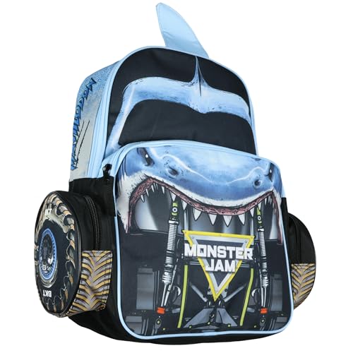 INTIMO Monster Jam Megalodon Backpack - Shark 3D Monster Truck Kids School Book Bag or Travel Daypack