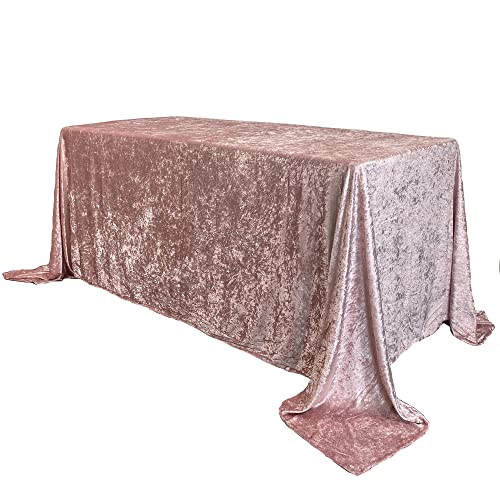 YOUR CHAIR COVERS - 90 x 132 Inch Rectangular Crushed Velvet Tablecloth for 6 ft. Rectangular Tables Wedding, Party, Dining, Banquet and Events - Blush