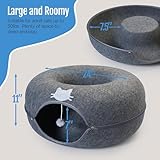 Meow Mansion Large Cat Cave Donut Bed - Cat Tunnel Bed for Large Cats up to 30lbs - 3 Toy Balls & Hanging Ball Included - Scratch Resistant, Detachable and Cleanable Cat Donut Bed