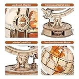 ROKR 3D Wooden Puzzles for Adults Illuminated Globe with Stand 180pcs 3D Puzzles Built-in LED Model Kit Hobby Gifts for Adults/Teens Home Decor