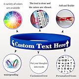 Custom Rubber Bracelets 100 - 1000 PCS- Bulk Wristbands for Events. Personalized Bracelets with Clear Icon & Text Printing. Custom Wristbands for Promotion, Motivation, Expression, Gifts, and Support