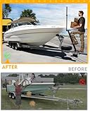 Aupar Heavy-Duty Boat Trailer Steps with Safety Grab Handle, Non-Slip Surface, Trailers Tongue Step Compatible with Most Deep V, Patent Pending, 4 Steps