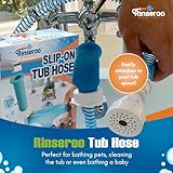 Rinseroo - No-install Tub Faucet Sprayer Attachment for Spouts up to 3'' Wide – 5 Foot Ultra Flex Shower Hose Attachment for Sink, Hair Washing, Baby Bath, Pet Care & More - Easy Portable Bathtub Hose