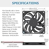 GDSTIME 80mm 12V Fan Dual Ball Bearings 80mm x 80mm x 10mm Brushless Computer Cooling Fan