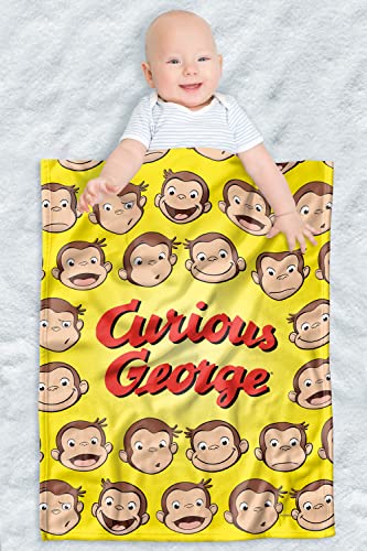 LOGOVISION Curious George Lightweight Baby Blanket, 30"X40", Heads Unisex for Infants Girls & Boys