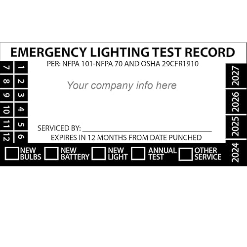 Tags 4 Less Emergency Lighting Inspection Tags – Printed Labels for Annual Inspections, Safety Sticker for Easy Record-Keeping, Durable Teslin Plastic, Permanent Adhesive (Pack of 100)