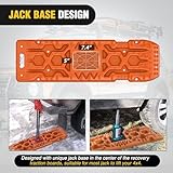 Nilight Recovery Off-road Traction Boards with Jack Lift Base Emergency Tire Ladder Mats For 4WD 4X4 Mud Sand Snow with 2PCS Mounting kit Carry Bag 2 leashes (Orange)