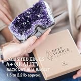 Deep Purple Project Huge A Grade Amethyst Crystal Geode from Uruguay 1.5 lb to 2.2 lb Premium Gift Box Perfect for Collectors