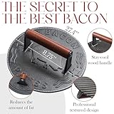 Bellemain Bacon Press 8.5-Inch Round | Heavy-Duty Cast Iron Grill Press for Perfectly Seared Bacon, Steak & Sandwiches | Equalized Weight Distribution