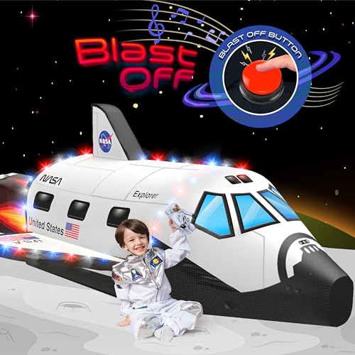 W&O Space Explorer Aerodome with LED Lights & Blast-Off Button – Inflates in Seconds to Create an Immersive Space Adventure for Kids Ages 3-12 – Inflatable Rocket Ship Tent (Fan Not Included)