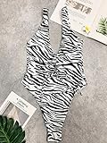 CHYRII Women's Zebra Print Sexy Cutout Lace Up Backless High Cut One Piece Swimsuit Monokini M