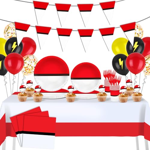 162Pcs Cartoon Animation Birthday Party Supplies Decorations for Birthday,Cartoon Theme Party Favors Including Banner, Plates, Cups, Napkins, Cutlery and Tablecloth for 24 Guests