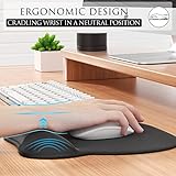 MROCO Ergonomic Mouse Pad with Gel Wrist Rest, Comfortable Mousepad with Smooth Wrist Support Surface and Non-Slip PU Base for Pain Relief, Computer, Laptop, Office & Home, 9.4 x 8.1 in, Black Color