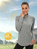 LURANEE Gym Shirts for Women, Long Sleeve Exercise Tops Funny Basic Workout Tennis Hiking Baseball Tee Casual Trendy Flattering Loose Fit Moisture Wicking Tunics Stretch Sportwear Grey L