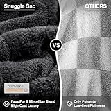 Snuggle Sac Faux Fur Throw Blanket for Couch, Knitted with Microfiber Fancy Yarn Blanket, Cozy Soft Warm Blankets for Sofa Bedroom Living Room,Solid Dark Grey,50x60 inches