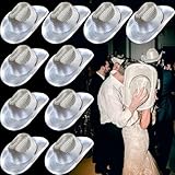 GWWZHI 10 Pcs Wedding Light Up Cowboy Hat Led Cowboy Hat Lights Cowboy Cowgirl Hat for Wedding Western Bachelorette Party