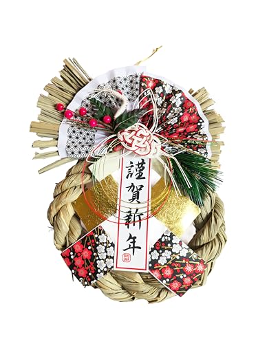 K678 KEI Japanese New Year's Decoration OSHOGATSU KAZARI. Hanging Straw Wreath Ornament. SHIMENAWA Sacred Rope.