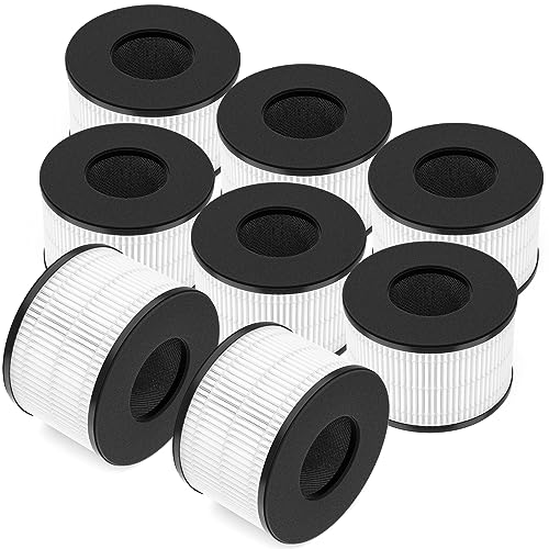 SAKEGDY 8 Packs BS-03 True HEPA Replacement Filter, Compatible for PARTU BS-03 Purifier Part U, Part X and Slevoo BS-03 HEPA Purifier with 3-in-1 Filtration System
