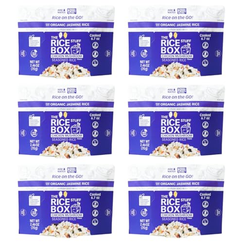 The Rice Stuff Box - Chicken Mushroom Instant Rice Meals, 6-Pack, Organic Jasmine Rice, NON-GMO, Gluten-Free, Vegan, Dairy-Free (Pack of 6)