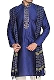 Sonisha MKP9007 Blue and Ivory Men's Kurta Pyjama Indian Suit Bollywood Sherwani (40)