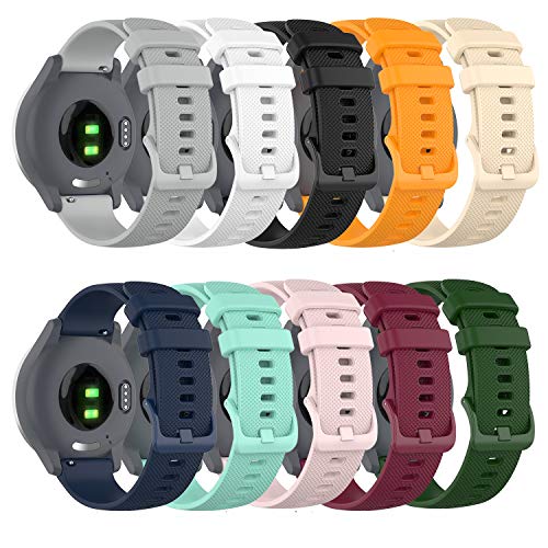 RuenTech Bands Compatible with Garmin Vivoactive 4S/Vivomove 3S/ Venu 2S/Venu 3S Band Silicone Quick Release Straps 18MM Replacement Wristband (10 Colors)