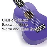 MUSTAR Soprano Ukulele or Beginners - 21 Inch Small Guitar Ukulele for Kids & Adults, Beginner Ukuleles Kit With Gig Bag, Digital Tuner, Strap, Picks, Basswood Purple Ukulele Set