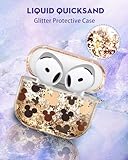 Kokaaee for Apple for Airpods 4 Case 2024 - Quicksand Liquid Kawaii Cute Lovely Funda Mujer Girl Women Sparkling Sparkle Glitter Bling Sparkly Cartoon Miki Keychain Girly for Airpod 4 Case Cover