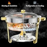 Chafing Dishes for Buffet 4 Pack, 6QT Round Chafing Dishes for Buffet [Elegant Gold and Silver Colors] Stainless Steel Chafing Dish Buffet Set for Any Party